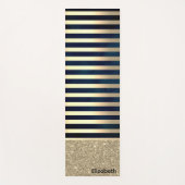 Elegant Stylish Gold Stripes Glitter,Navy Blue Yogamat (Voorkant)
