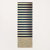 Elegant Stylish Gold Stripes Glitter,Navy Blue Yogamat (Achterkant)