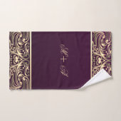 Elegant Stylish Gold Swirls Monogram Burgundy Bad Handdoek (Handdoek)