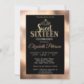 Elegant Stylish Gold Tiara Sweet 16 Party Kaart (Voorkant)