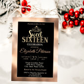Elegant Stylish Gold Tiara Sweet 16 Party Kaart