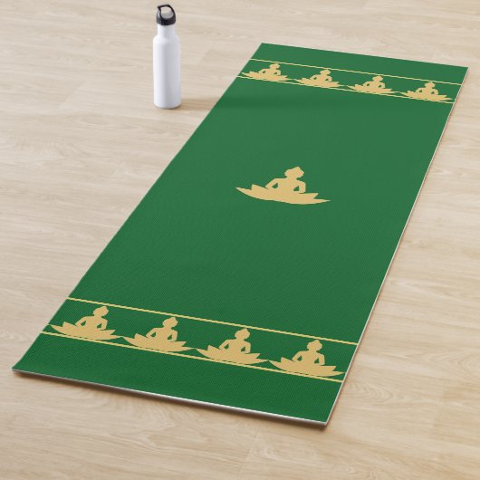 Elegant, Stylish Golden Buddha on Forest Green Yogamat (In situ)