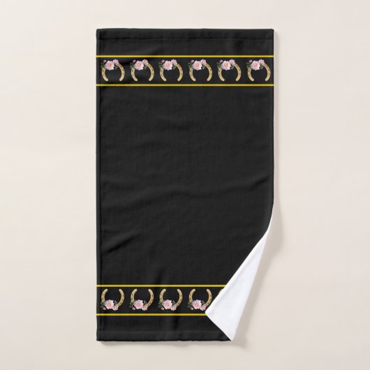 Elegant, Stylish Golden Horseshoes on Black  Bad Handdoek (Handdoek)