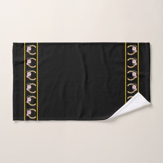 Elegant, Stylish Golden Horseshoes on Black  Bad Handdoek (Handdoek)