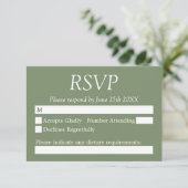 Elegant Stylish Green Wedding RSVP Card (Staand voorkant)