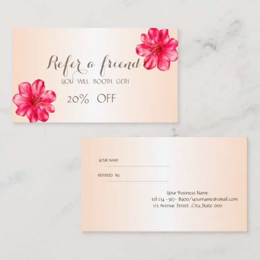 Elegant Stylish Hibiskus Reference Kaart (Voorkant / Achterkant)