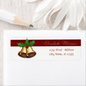 Elegant Stylish KerstHolly Branches, Bells Etiket (Insitu)