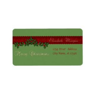 Elegant Stylish Kerstman Holly Berry Branches Etiket