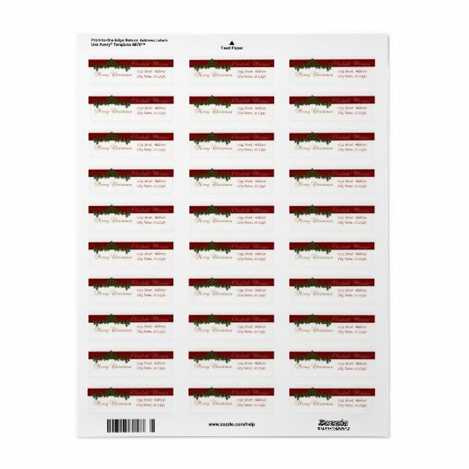 Elegant Stylish Kerstman Holly Berry Branches Etiket (Full Sheet)