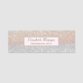Elegant Stylish, Lijst, Glitter Bokeh Ombre Naamplaatje (Voorkant)