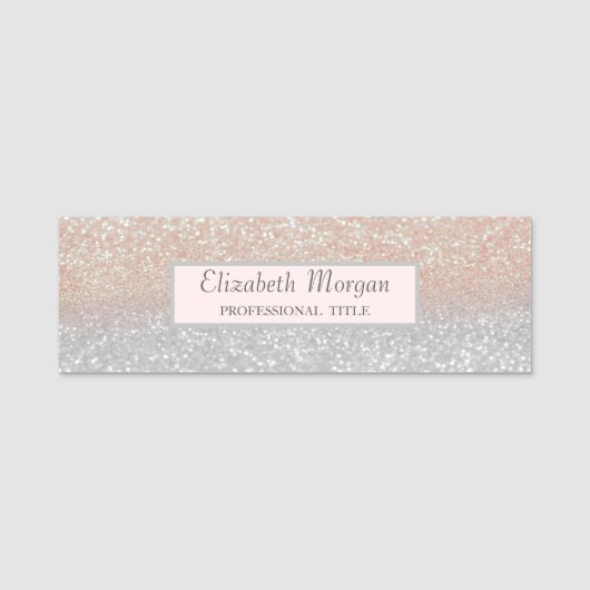 Elegant Stylish, Lijst, Glitter Bokeh Ombre Naamplaatje (Voorkant)