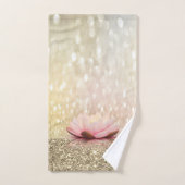 Elegant Stylish Lotus Gold Glitter Shiny Bokeh Bad Handdoek (Handdoek)