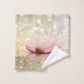 Elegant Stylish Lotus Gold Glitter Shiny Bokeh Bad Handdoek (Wasdoekje)