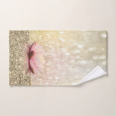 Elegant Stylish Lotus Gold Glitter Shiny Bokeh Bad Handdoek (Handdoek)
