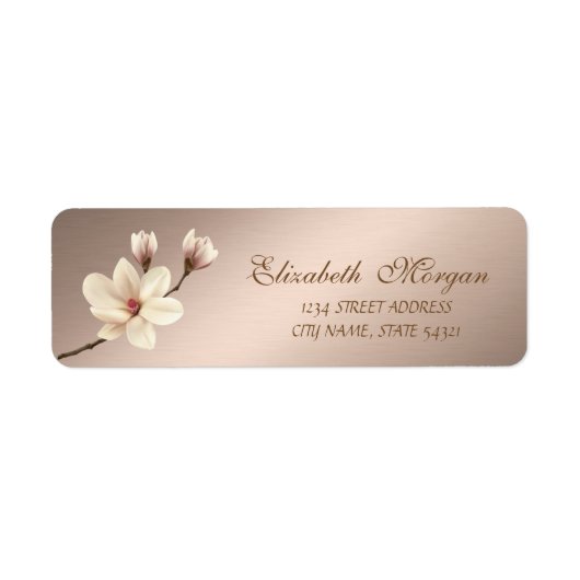 Elegant Stylish Magnolia Address Etiket (Voorkant)