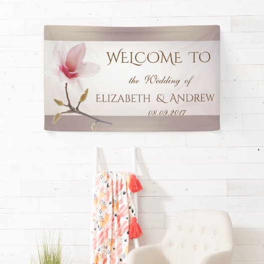Elegant Stylish Magnolia Wedding Banner (Insitu)