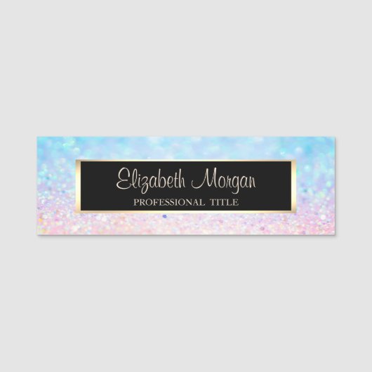 Elegant Stylish Modern, Lijst, Bokeh Ombre Naamplaatje (Voorkant)