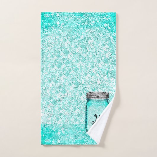 Elegant Stylish Monogrammed Initiaal Blauwgroen Bad Handdoek (Handdoek)