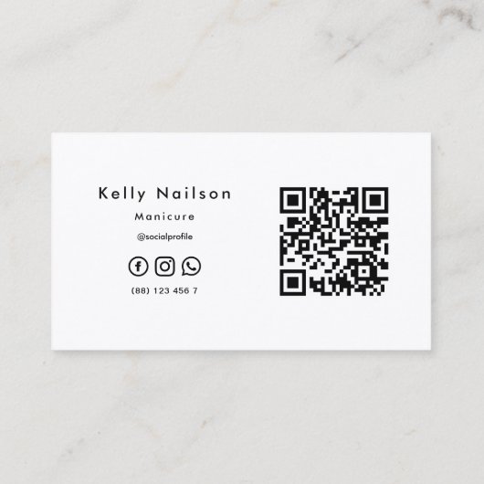 Elegant Stylish Nail Salon Manicure Qr Code Visitekaartje (Achterkant)