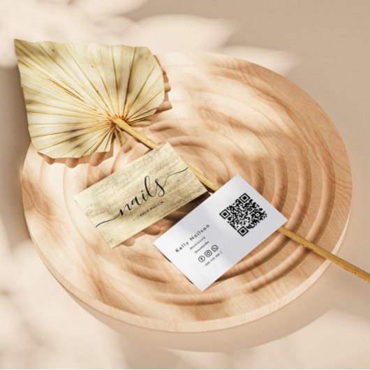 Elegant Stylish Nail Salon Manicure Qr Code Visitekaartje