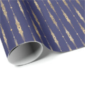Elegant Stylish Navy Blue Gold Pattern  Cadeaupapier (Rol Hoek)