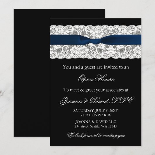 Elegant Stylish Navy Corporate Invitation Kaart (Voorkant / Achterkant)
