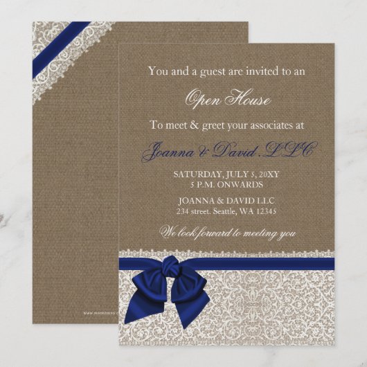 Elegant Stylish Navy Corporate Invitation Kaart (Voorkant / Achterkant)