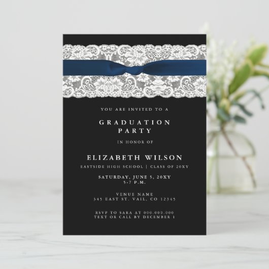 Elegant Stylish Navy Photo Afstuderen Kaart (Staand voorkant)
