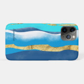 Elegant Stylish Ocean Waves Blue Gold Waterverf Case-Mate iPhone Case (Achterkant (horizontaal))