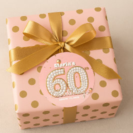 Elegant Stylish Pearl Gold Soft Pink 60th Birthday Ronde Sticker