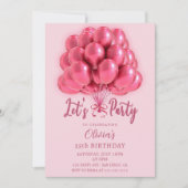 Elegant Stylish Pink Balloons Birthday Kaart (Voorkant)