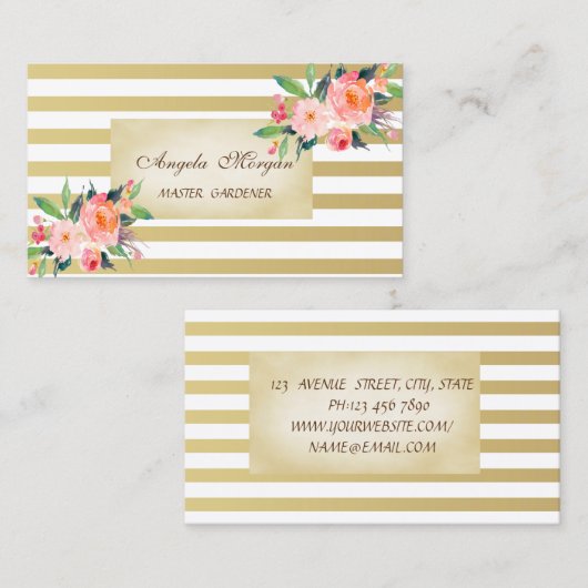 Elegant Stylish Professional Floral Visitekaartje (Voorkant / Achterkant)