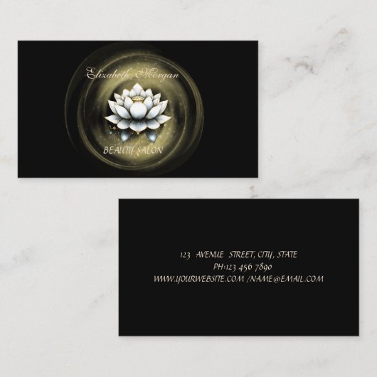 Elegant Stylish Professional Lotus Black Visitekaartje (Voorkant / Achterkant)