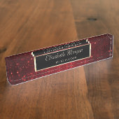 Elegant Stylish Red Glitter Bokeh, Lijst Naambordje (Zijkant)