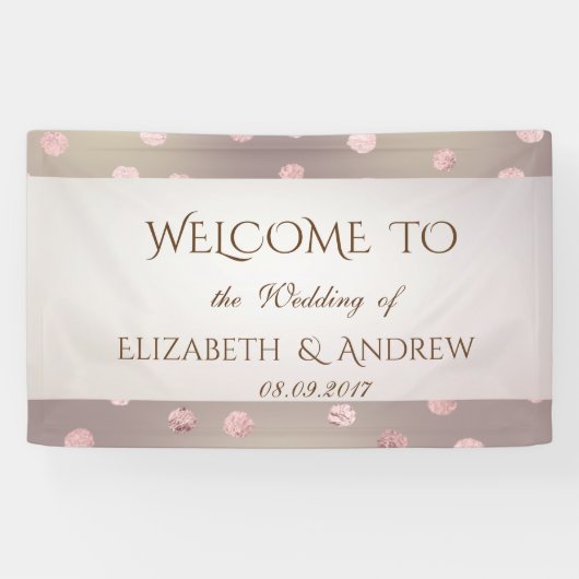 Elegant Stylish Roos Gold Confetti Wedding Banner (Horizontaal)