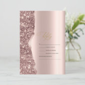 Elegant Stylish Rose Gold Glitter Script RSVP Kaart (Staand voorkant)