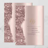 Elegant Stylish Rose Gold Glitter Script RSVP Kaart (Voorkant / Achterkant)