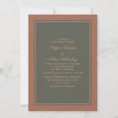 Elegant Stylish Rust Moss Green Autumn Wedding Kaart (Voorkant)
