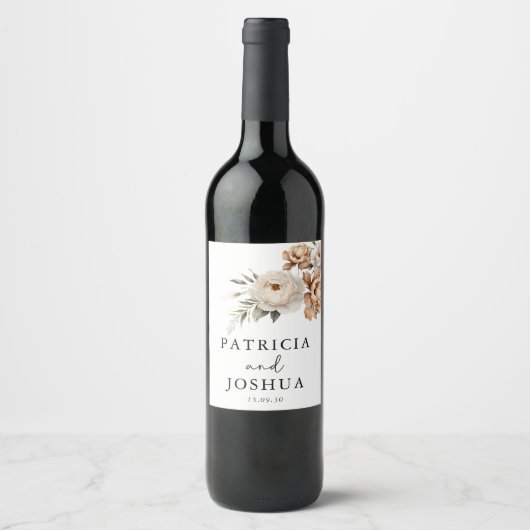 Elegant Stylish Rustic Boho Wedding Wine Labels Wijn Etiket (Voorkant)