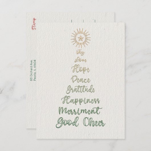 Elegant Stylish Script Typography Kerstboom Feestdagenkaart (Voorkant / Achterkant)