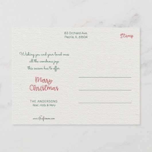 Elegant Stylish Script Typography Kerstboom Feestdagenkaart (Achterkant)