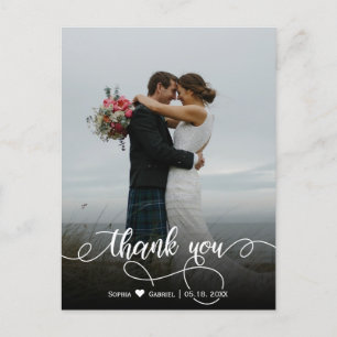 Elegant Stylish Script Weduwfoto Hartelijk dank  Briefkaart
