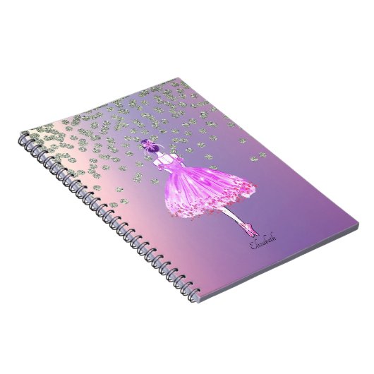 Elegant Stylish Shiny Diamonds Ballerina Notitieboek (Rechterzijde)