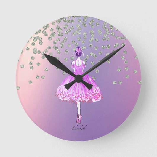 Elegant Stylish Shiny Diamonds Ballerina Ronde Klok (Voorkant)