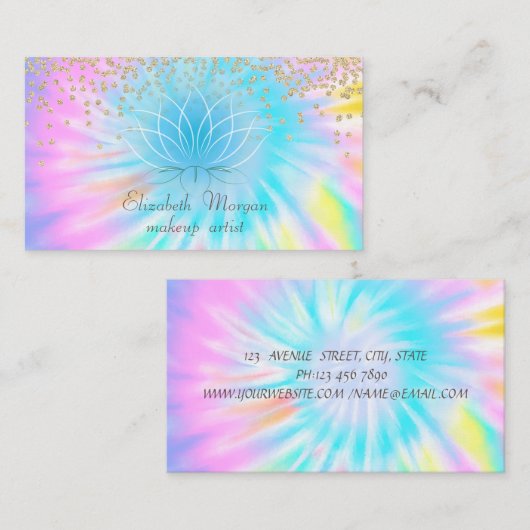 Elegant Stylish Shiny Diamonds Lotus Tie Dye Visitekaartje (Voorkant / Achterkant)