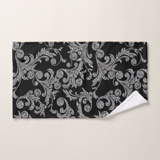 Elegant Stylish Silver Black Gold Swirls Bad Handdoek (Handdoek)