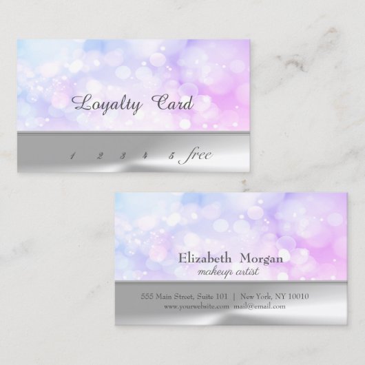 Elegant Stylish Silver, Bokeh Loyalty Kaart (Voorkant / Achterkant)