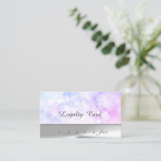 Elegant Stylish Silver, Bokeh Loyalty Kaart (Staand voorkant)