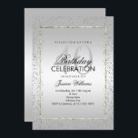 Elegant Stylish Silver Confetti 40th Birthday Kaart<br><div class="desc">Custom stylish 40th birthday party invitations suitable for any person. With a sparkly silver confetti border on a pretty silver gradient background and a stunning shiny silver frame. All text, font and text color is fully customizable to meet your requirements, if you would like help to customize your product or...</div>