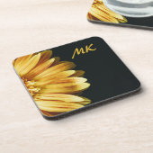 Elegant & Stylish Sunflower Floral Monogramed Bier Onderzetter (Linkerzijde)